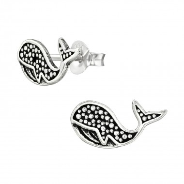 Whale - 925 Sterling Silver Simple Stud Earrings SD38896