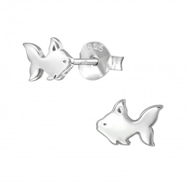 Fish - 925 Sterling Silver Simple Stud Earrings SD38903