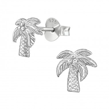 Coconut Tree - 925 Sterling Silver Simple Stud Earrings SD38907