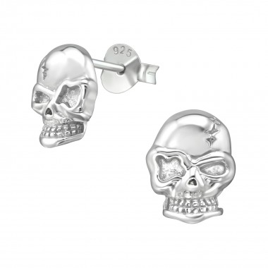 Skull - 925 Sterling Silver Simple Stud Earrings SD38910