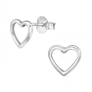 Heart - 925 Sterling Silver Simple Stud Earrings SD38922
