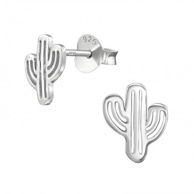 Cactus - 925 Sterling Silver Simple Stud Earrings SD38927