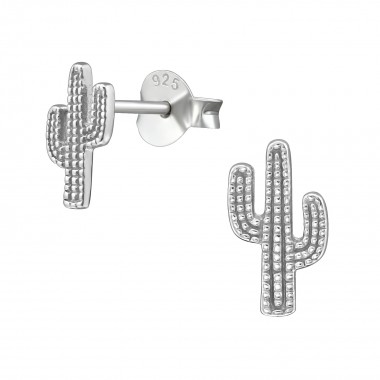 Cactus - 925 Sterling Silver Simple Stud Earrings SD38939