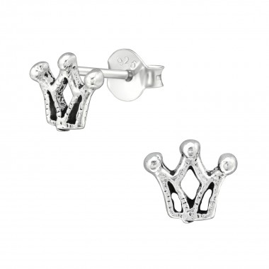 Crown - 925 Sterling Silver Simple Stud Earrings SD39134