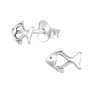 Fish - 925 Sterling Silver Simple Stud Earrings SD39139