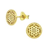 Sun - 925 Sterling Silver Simple Stud Earrings SD39151