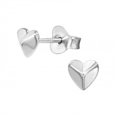 Heart - 925 Sterling Silver Simple Stud Earrings SD39386