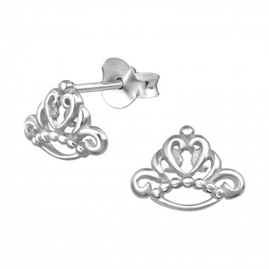 Crown - 925 Sterling Silver Simple Stud Earrings SD39451