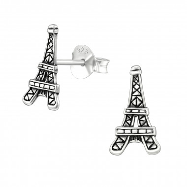 Eiffel - 925 Sterling Silver Simple Stud Earrings SD39477