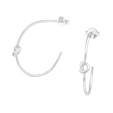Half Hoop Knot - 925 Sterling Silver Simple Stud Earrings SD39533