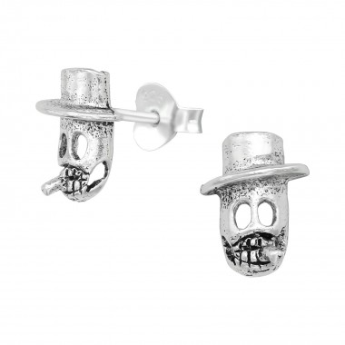 Skull - 925 Sterling Silver Simple Stud Earrings SD39546