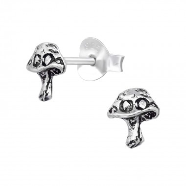 Mushroom - 925 Sterling Silver Simple Stud Earrings SD39552