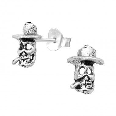 Skull - 925 Sterling Silver Simple Stud Earrings SD39555