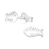 Fishbone - 925 Sterling Silver Simple Stud Earrings SD39579