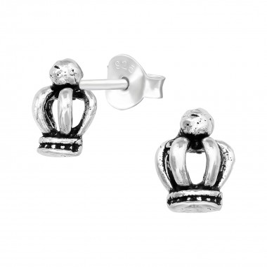 Crown - 925 Sterling Silver Simple Stud Earrings SD39617