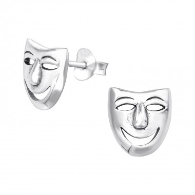 Mask - 925 Sterling Silver Simple Stud Earrings SD39618