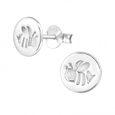 Bee - 925 Sterling Silver Simple Stud Earrings SD39651