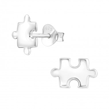 Jigsaw - 925 Sterling Silver Simple Stud Earrings SD39654