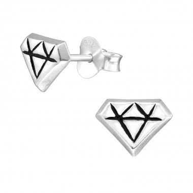 Diamond - 925 Sterling Silver Simple Stud Earrings SD39700