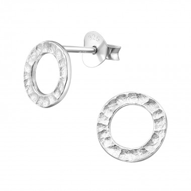 Round - 925 Sterling Silver Simple Stud Earrings SD39809