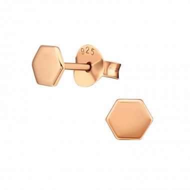 Hexzagon - 925 Sterling Silver Simple Stud Earrings SD39842