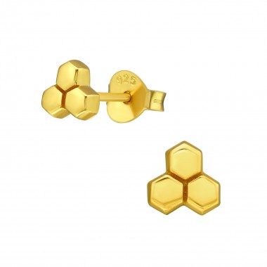 Honeycomb - 925 Sterling Silver Simple Stud Earrings SD39846