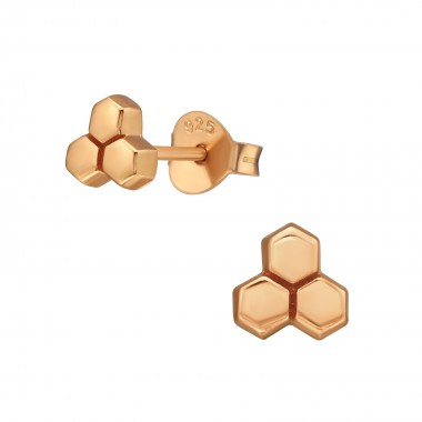 Honeycomb - 925 Sterling Silver Simple Stud Earrings SD39847