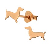 Dog - 925 Sterling Silver Simple Stud Earrings SD39872