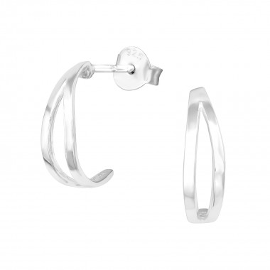 Half Hoop - 925 Sterling Silver Simple Stud Earrings SD39873