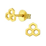 Honeycomb - 925 Sterling Silver Simple Stud Earrings SD39956