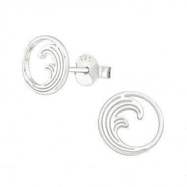 Wave - 925 Sterling Silver Simple Stud Earrings SD39978