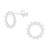 Sun - 925 Sterling Silver Simple Stud Earrings SD39999