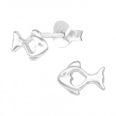 Fish - 925 Sterling Silver Simple Stud Earrings SD40372