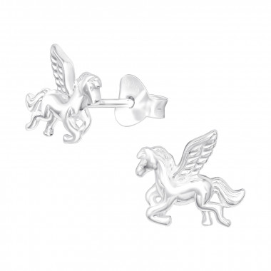 Pegasus - 925 Sterling Silver Simple Stud Earrings SD40374