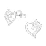 Horse Lover - 925 Sterling Silver Simple Stud Earrings SD40375