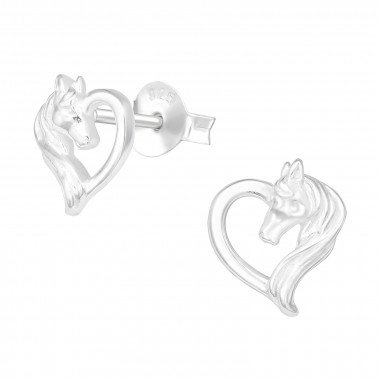 Horse Lover - 925 Sterling Silver Simple Stud Earrings SD40375