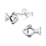 Fish - 925 Sterling Silver Simple Stud Earrings SD40401