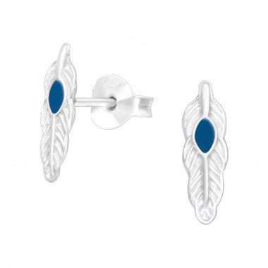 Feather - 925 Sterling Silver Simple Stud Earrings SD40503