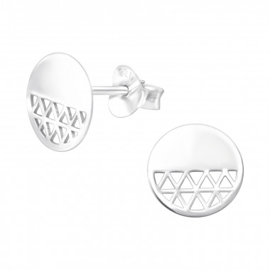 Round - 925 Sterling Silver Simple Stud Earrings SD40505