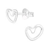 Heart - 925 Sterling Silver Simple Stud Earrings SD40583