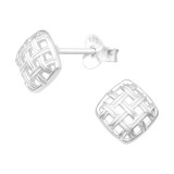 Square - 925 Sterling Silver Simple Stud Earrings SD40584