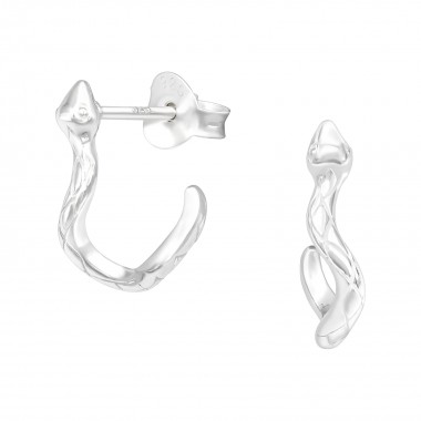 Snake Half Hoop - 925 Sterling Silver Simple Stud Earrings SD40594