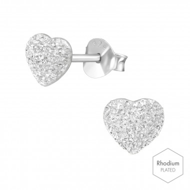 Heart - 925 Sterling Silver Simple Stud Earrings SD40643