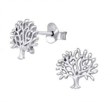 Tree - 925 Sterling Silver Simple Stud Earrings SD40963