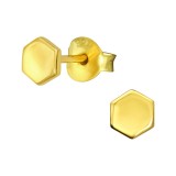 Hexagon - 925 Sterling Silver Simple Stud Earrings SD40975