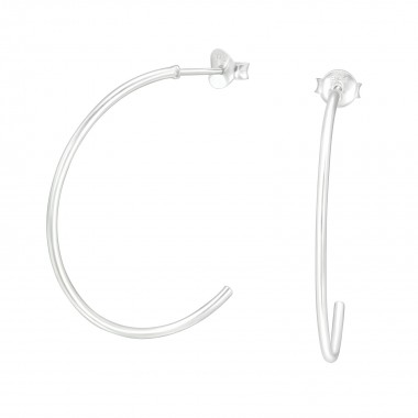 Half Hoop - 925 Sterling Silver Simple Stud Earrings SD40986