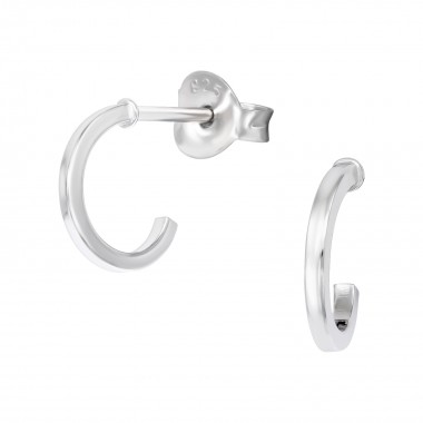 Half Hoop - 925 Sterling Silver Simple Stud Earrings SD41069