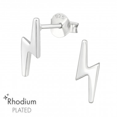 Thunderbolt - 925 Sterling Silver Simple Stud Earrings SD41118