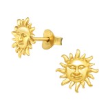 Sun - 925 Sterling Silver Simple Stud Earrings SD41155