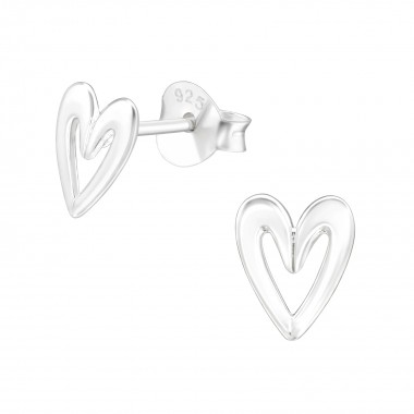 Heart - 925 Sterling Silver Simple Stud Earrings SD41162